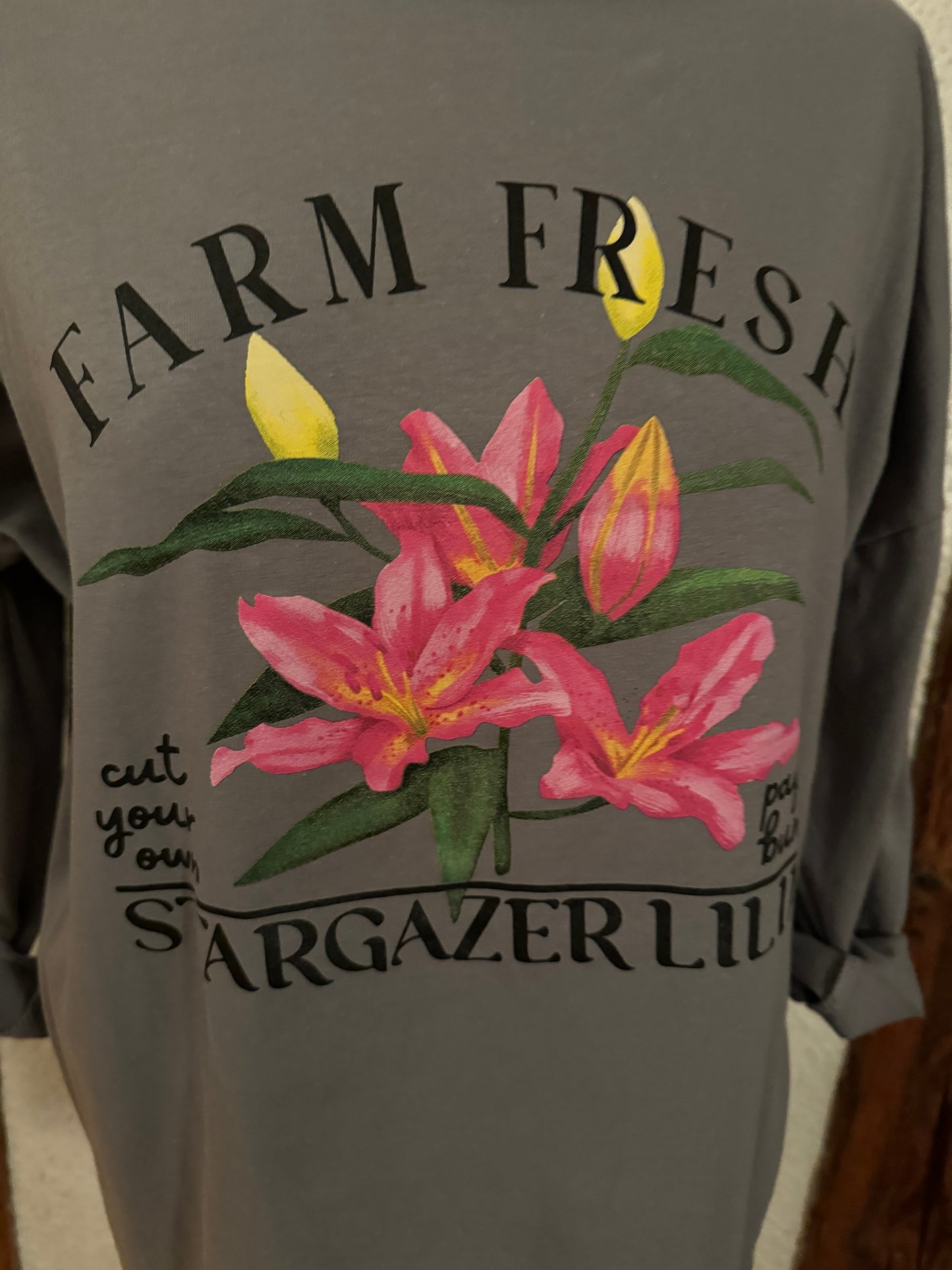 Langarmshirt mit Druck vorn in grau