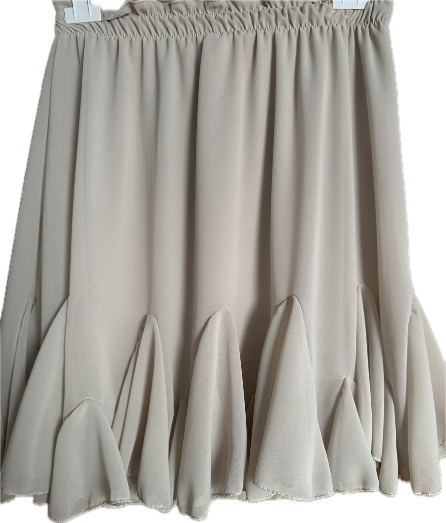 Rock mit aufspringenden Falten, beige und oliv
