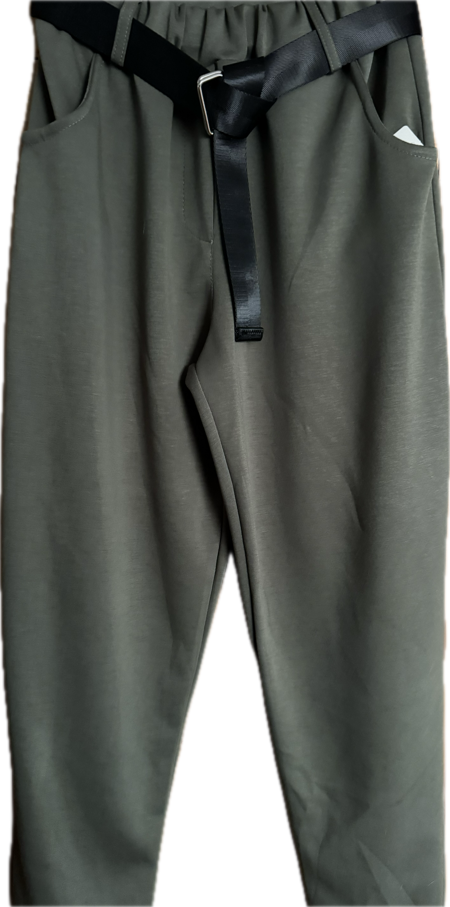 Chinohose mit Gürtel in cremeweiß, beige, braun und oliv