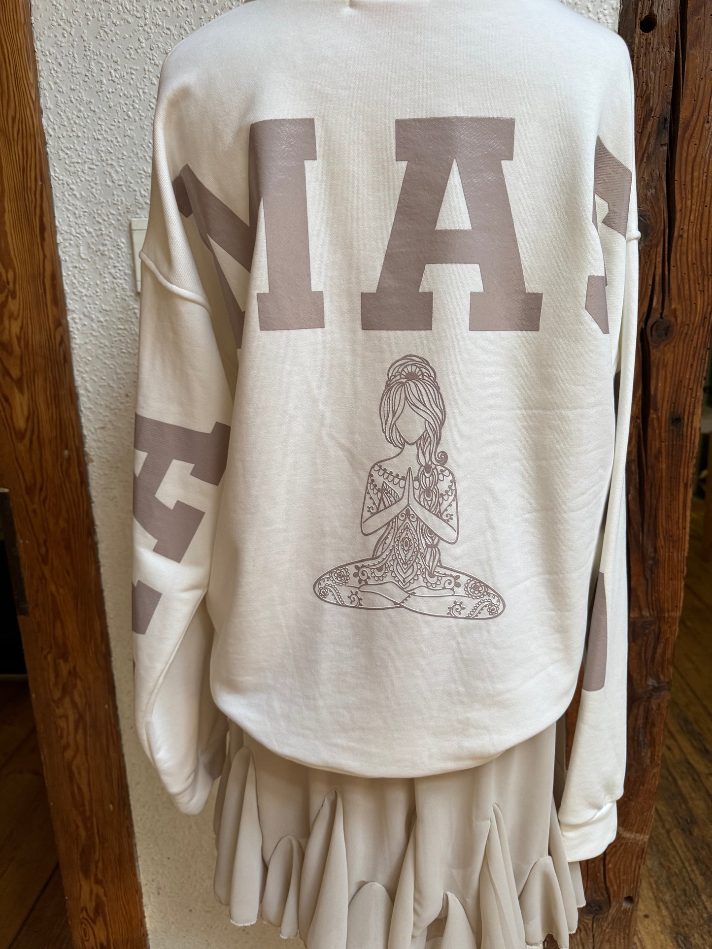 Sweatshirt Oversized, NAMASTE Schriftzug