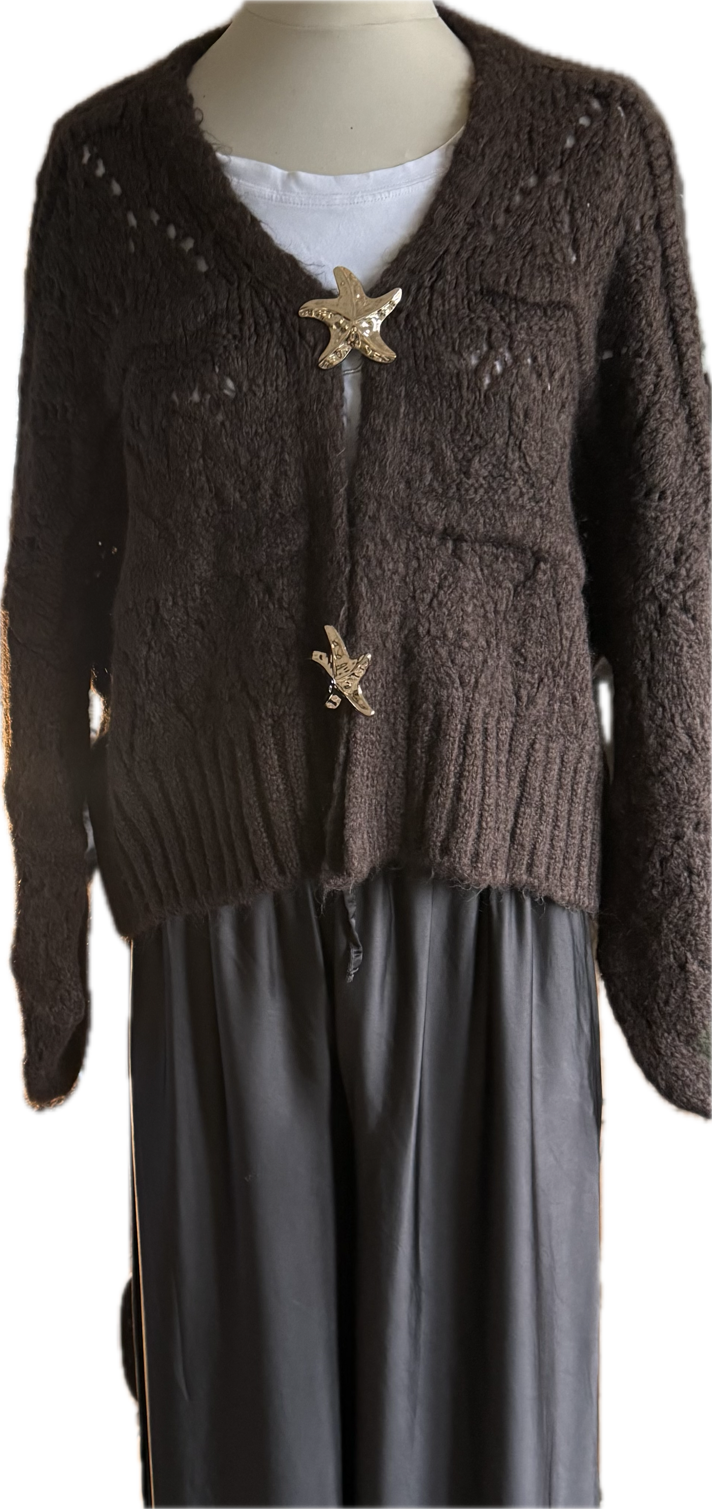 Strickjacke in dkl. braun