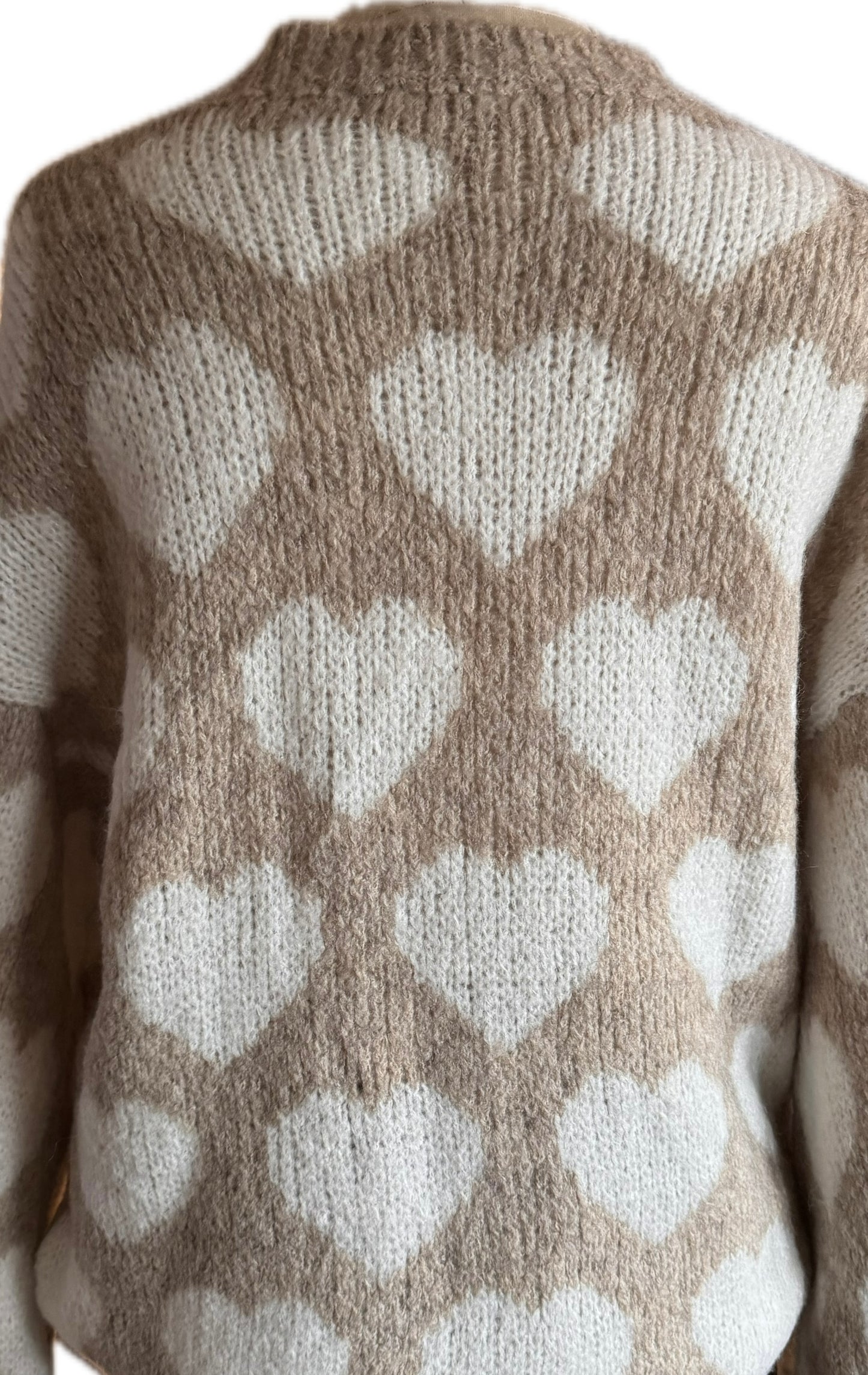 Herzpulli in beige mit creme