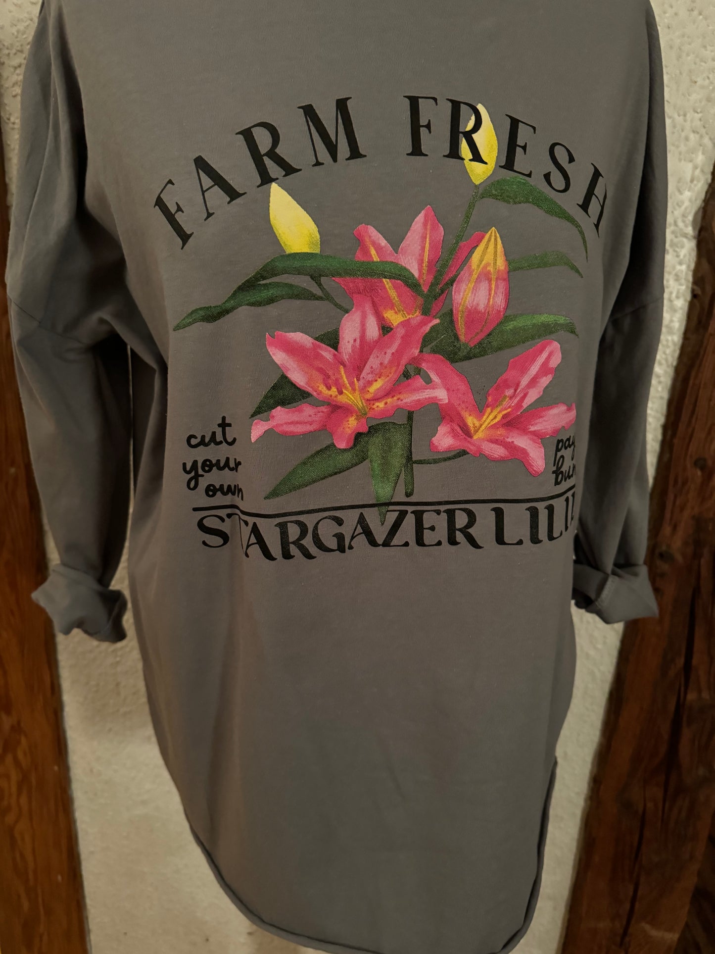 Langarmshirt mit Druck vorn in grau