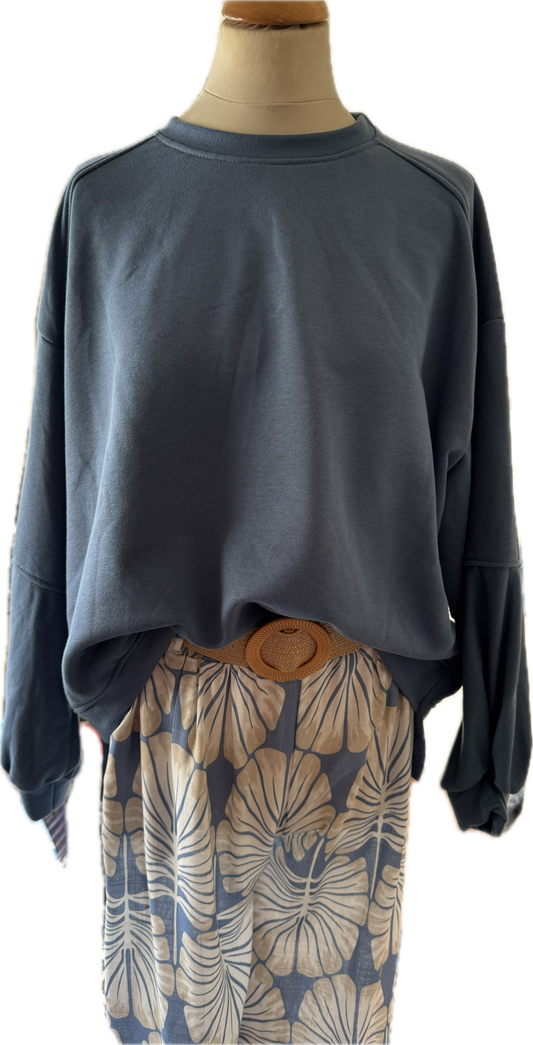Oversized Sweatshirt , uni weiß oder rauchblau