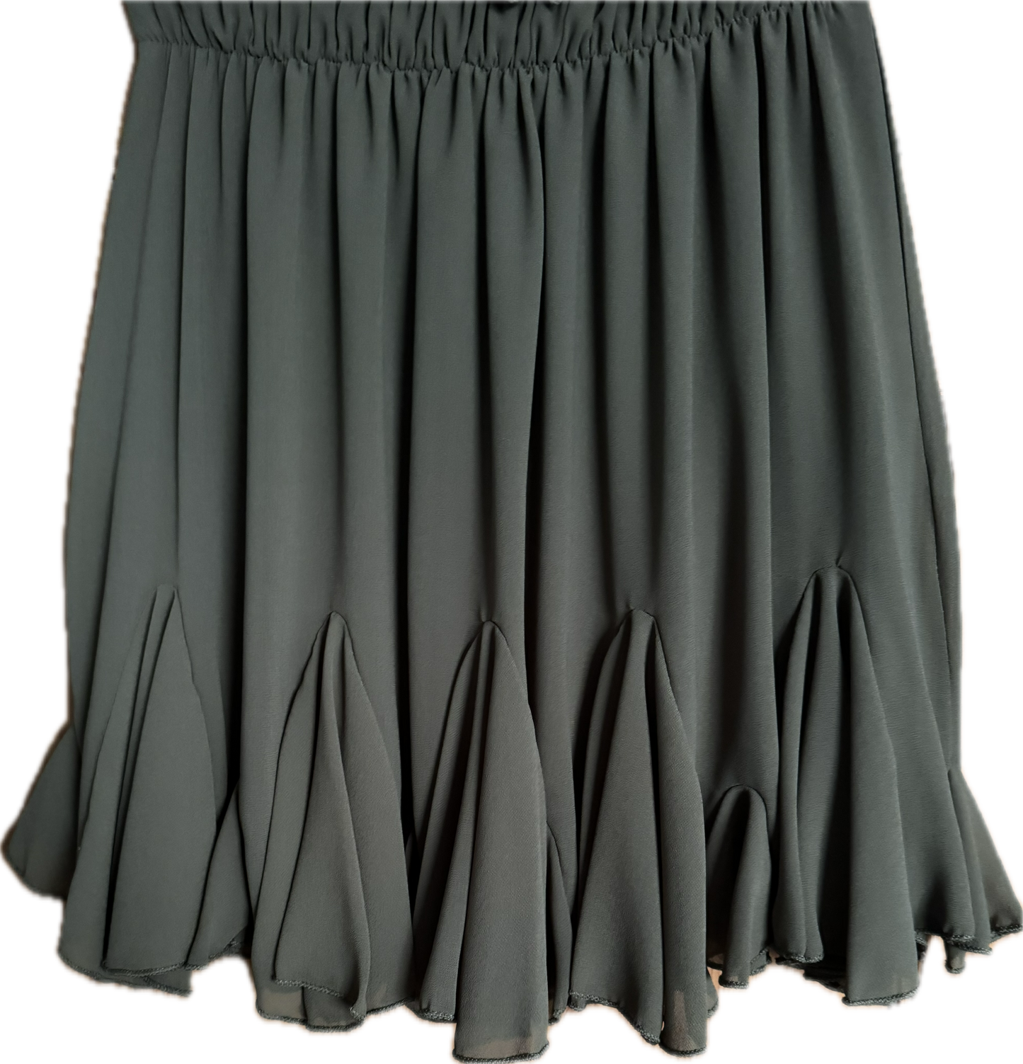 Rock mit aufspringenden Falten, beige und oliv