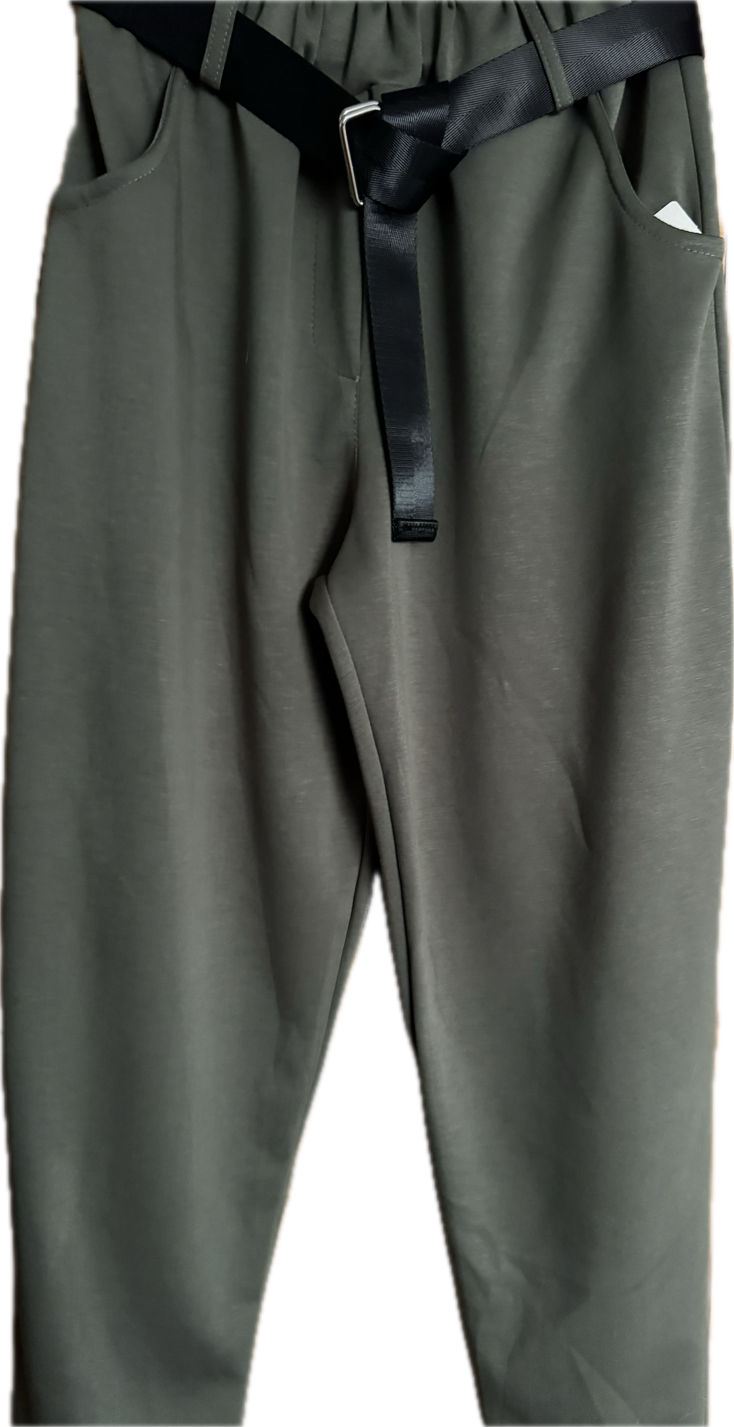Chinohose mit Gürtel in cremeweiß, beige, braun und oliv