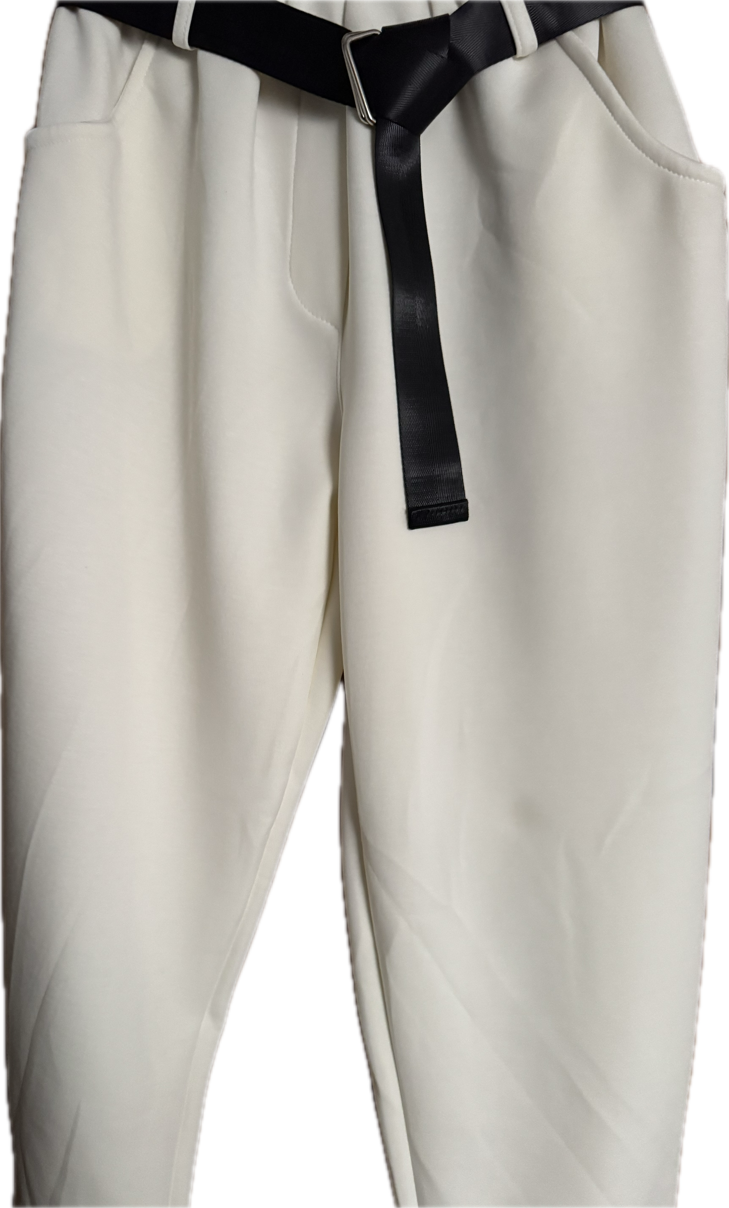 Chinohose mit Gürtel in cremeweiß, beige, braun und oliv
