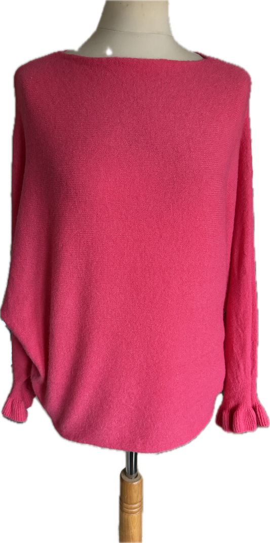 Leichter Pulli in pink und wollweiß