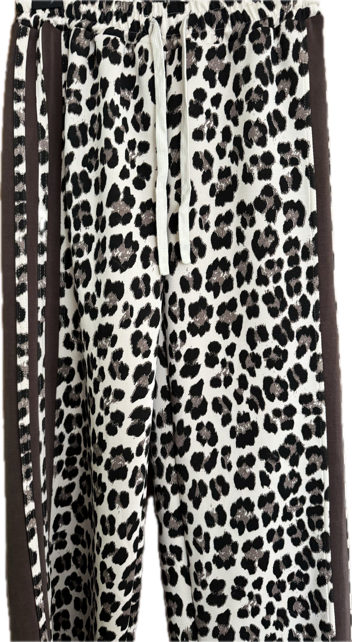 Hose im Animaldruck beige mit Seitenstreifen