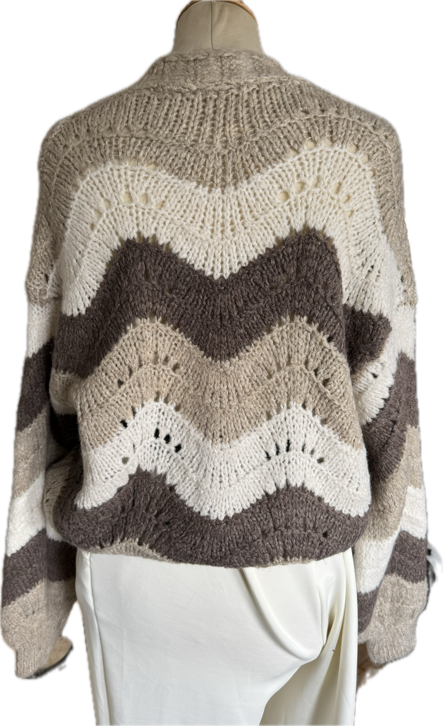 Strickjacke  "Strips" in warmen Naturtönen