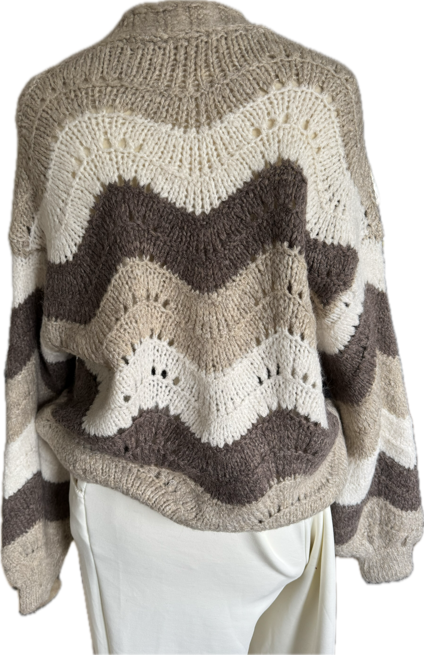 Strickjacke  "Strips" in warmen Naturtönen