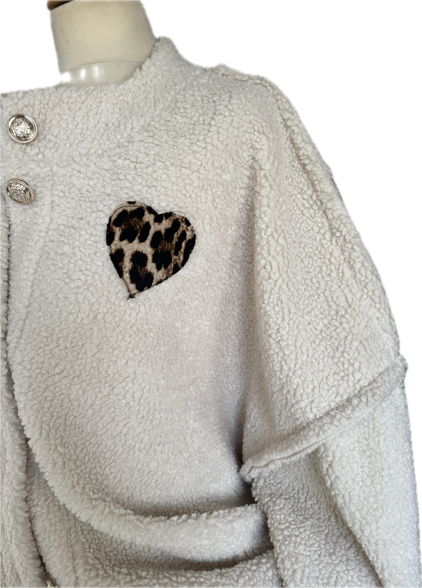 Oversized Jacke, Teddy in creme