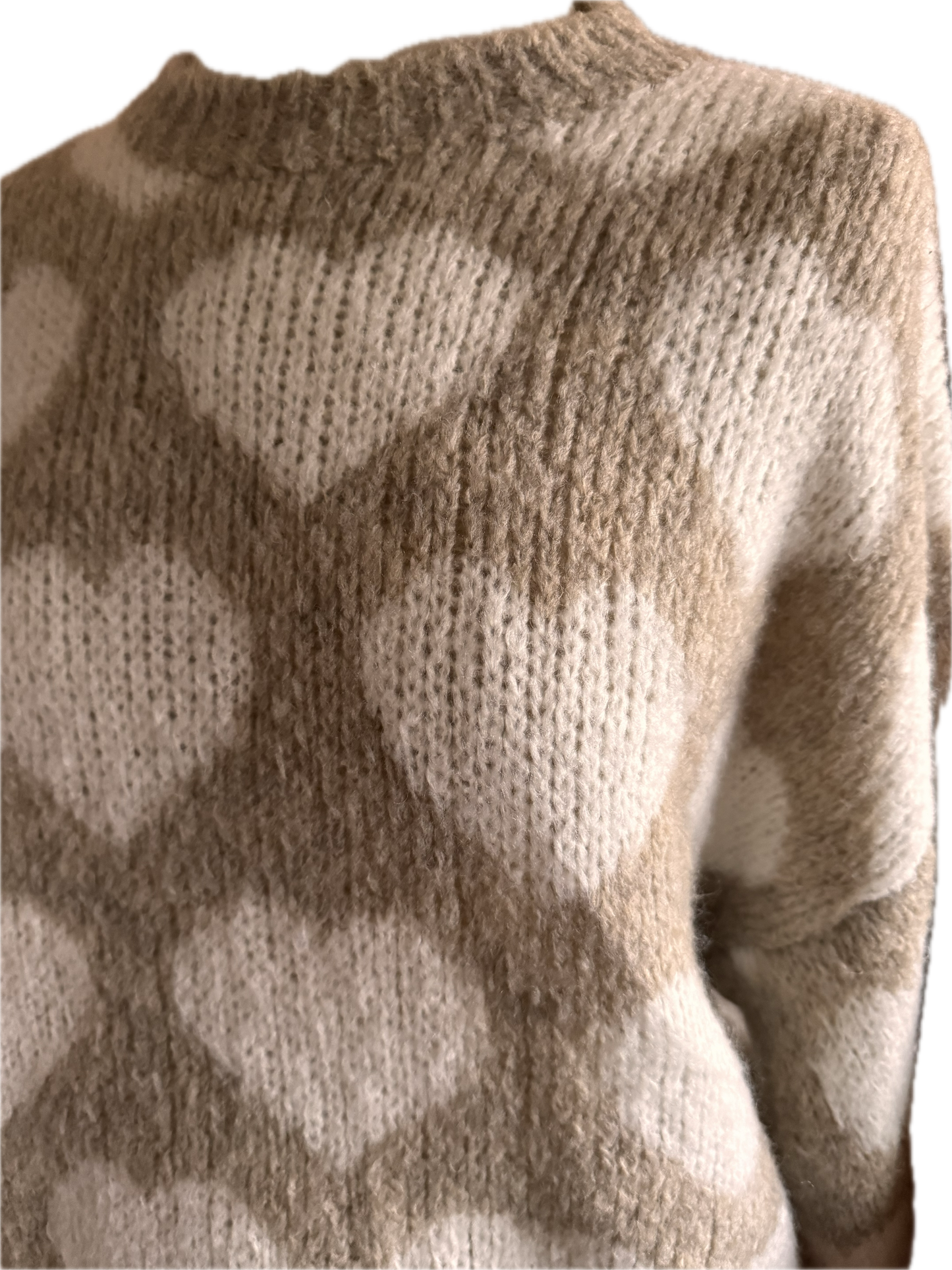 Herzpulli in beige mit creme