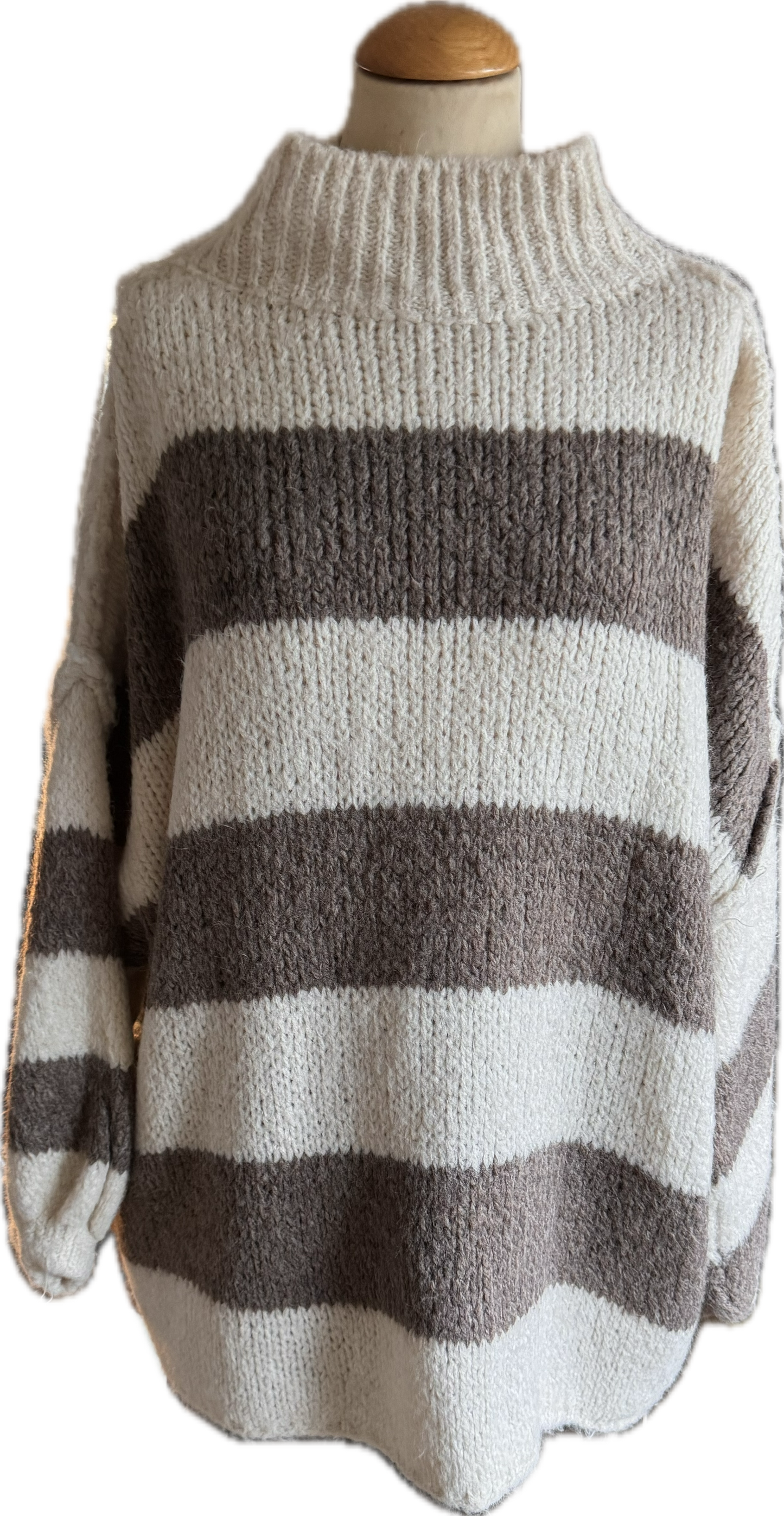 Streifenpulli in creme und schoko