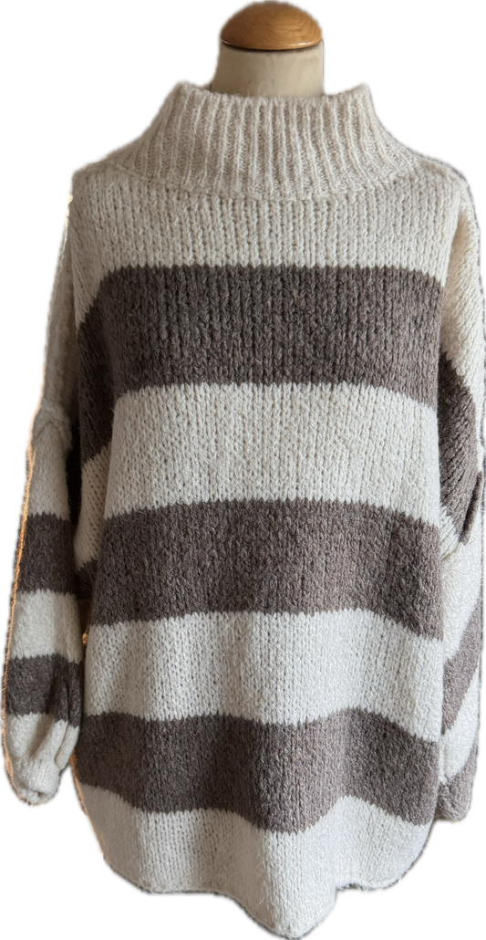 Streifenpulli in creme und schoko