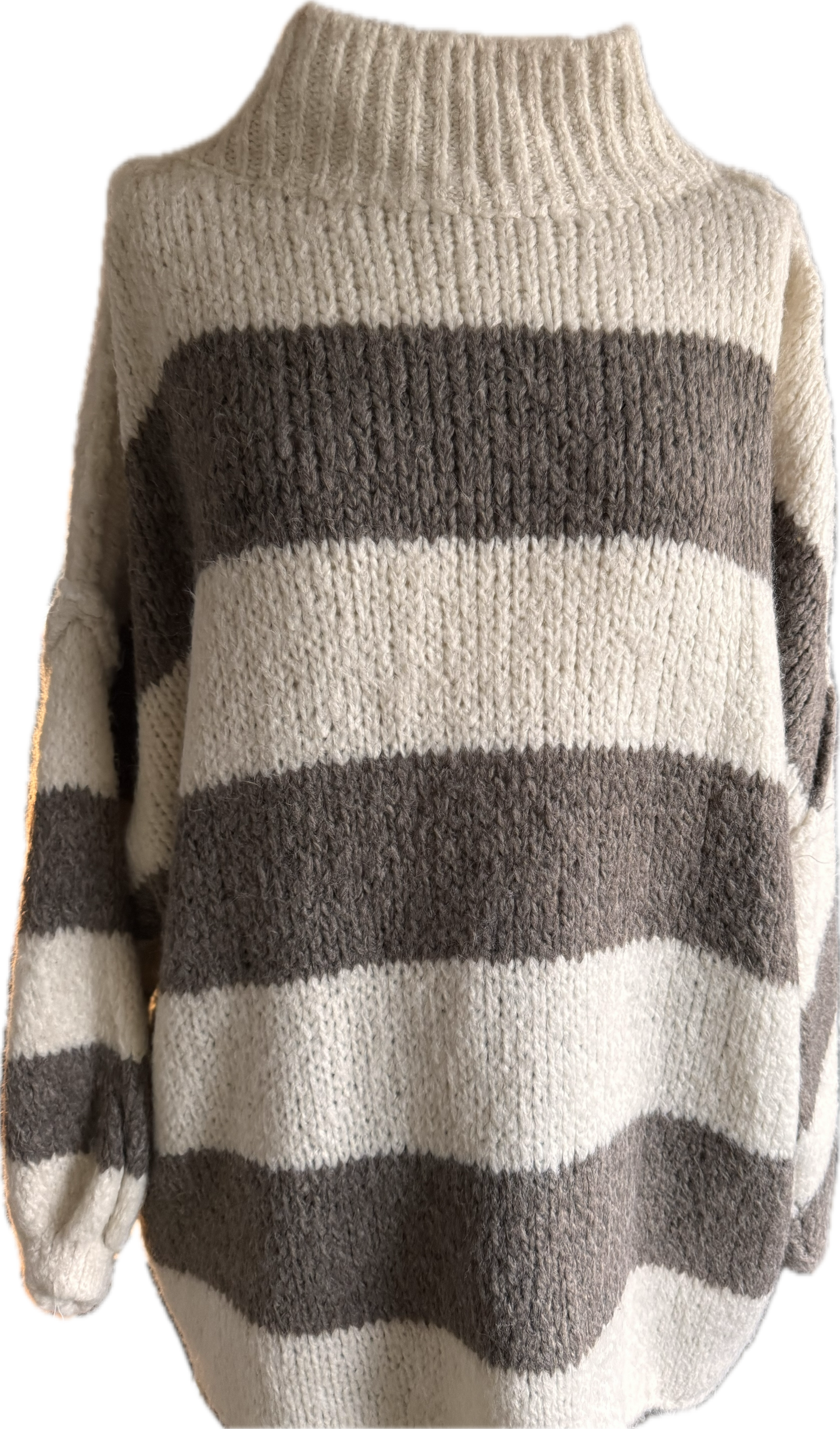 Streifenpulli in creme und schoko