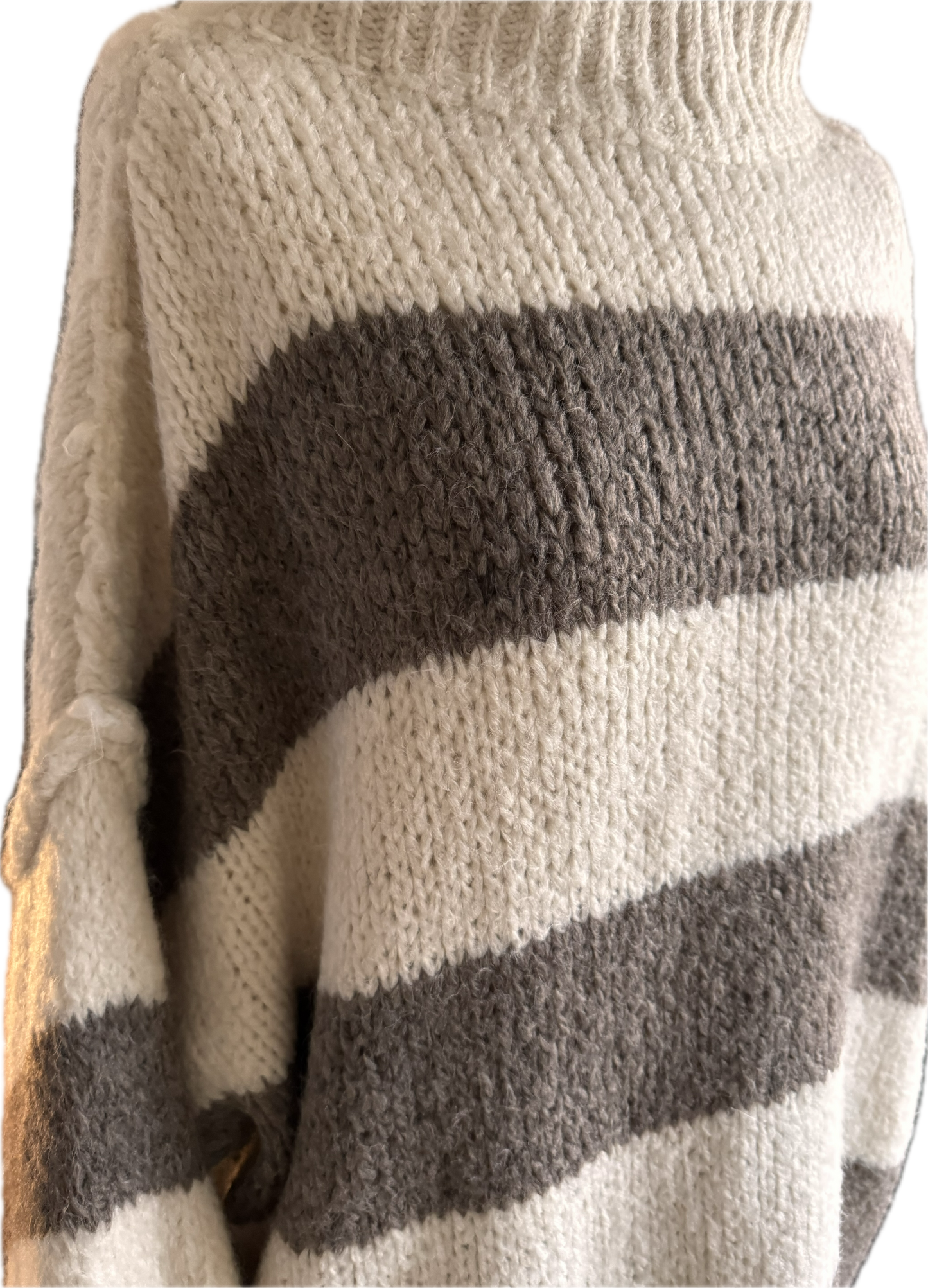 Streifenpulli in creme und schoko