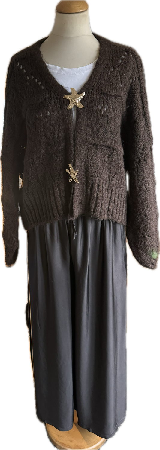 Strickjacke in dkl. braun