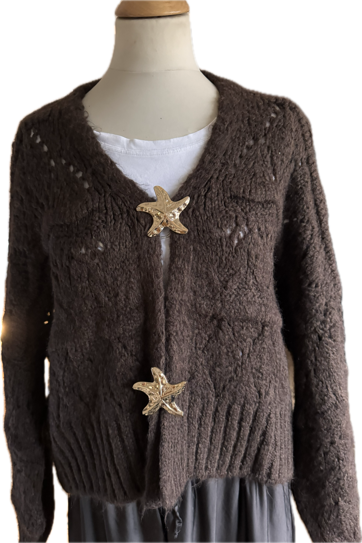 Strickjacke in dkl. braun