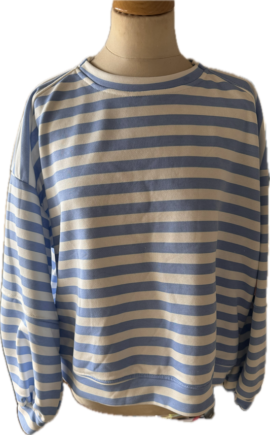 Streifensweaty, leger geschnitten, blau /weiß