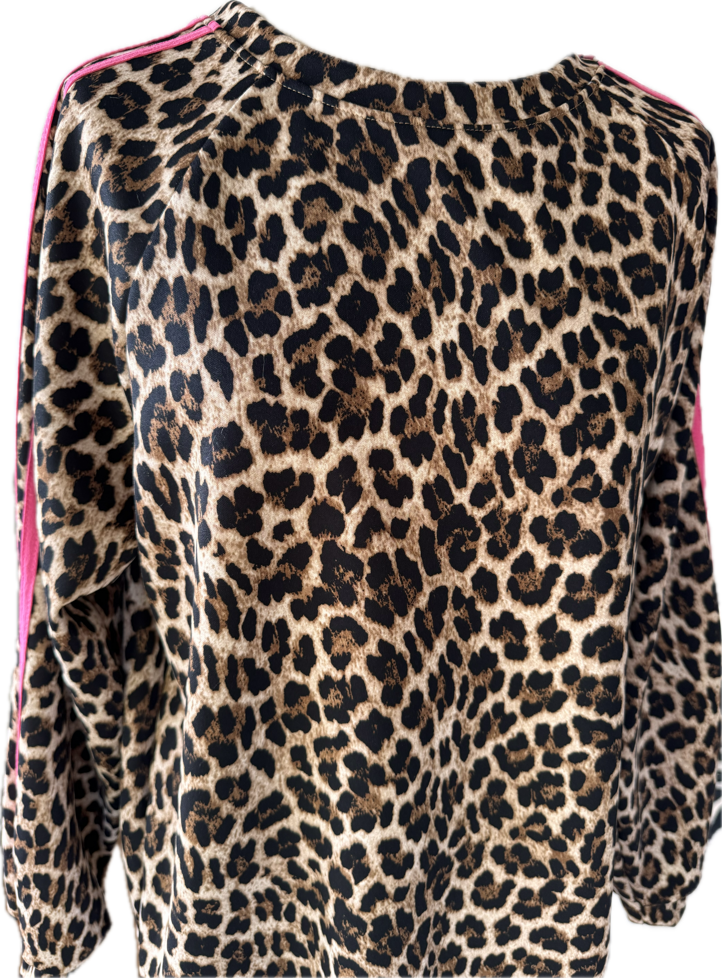 Sweatshirt im Animaldruck mit pinkfarbenen Streifen