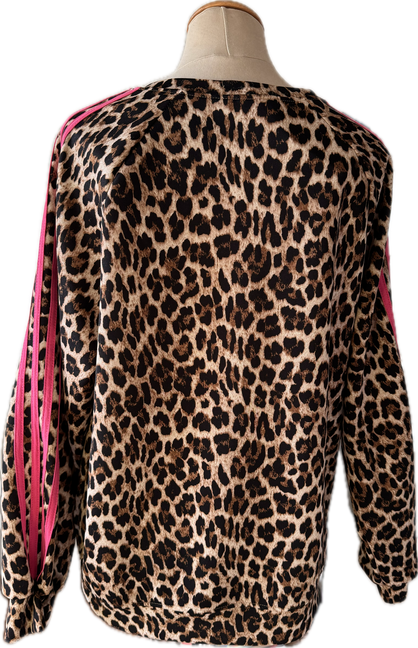 Sweatshirt im Animaldruck mit pinkfarbenen Streifen