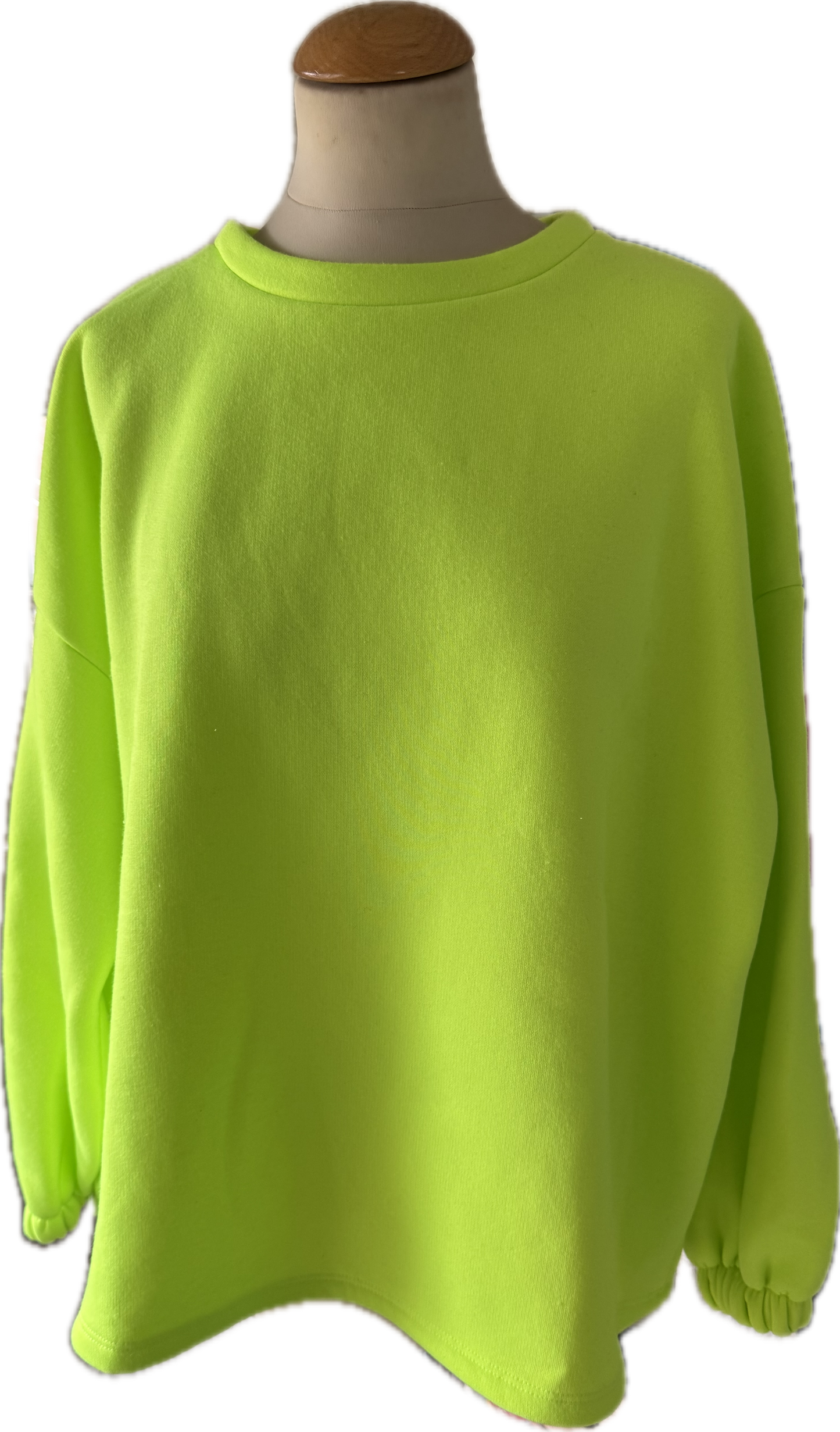 Sweatshirt neongrün mit Schriftzug hinten