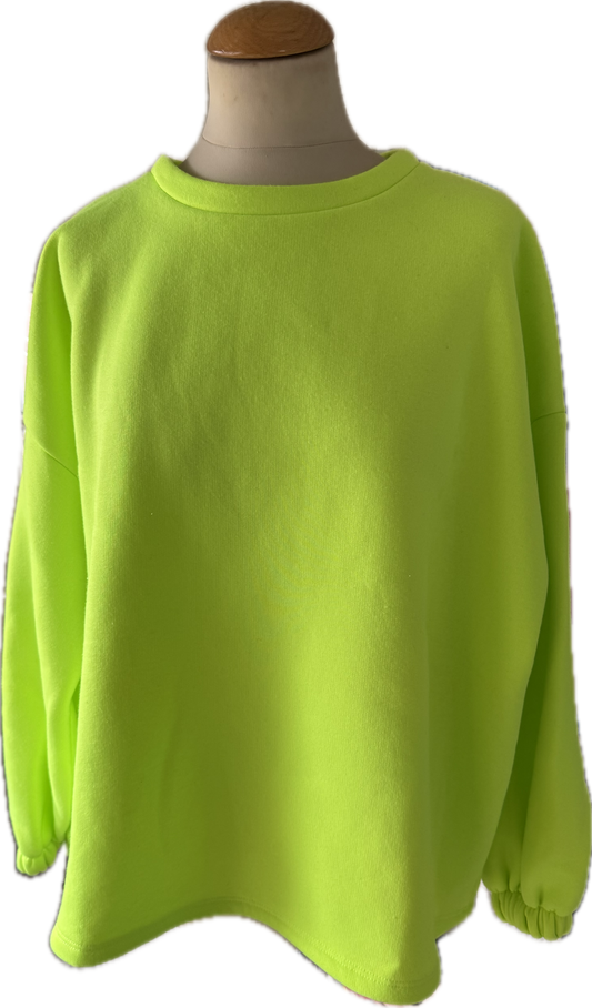 Sweatshirt neongrün mit Schriftzug hinten