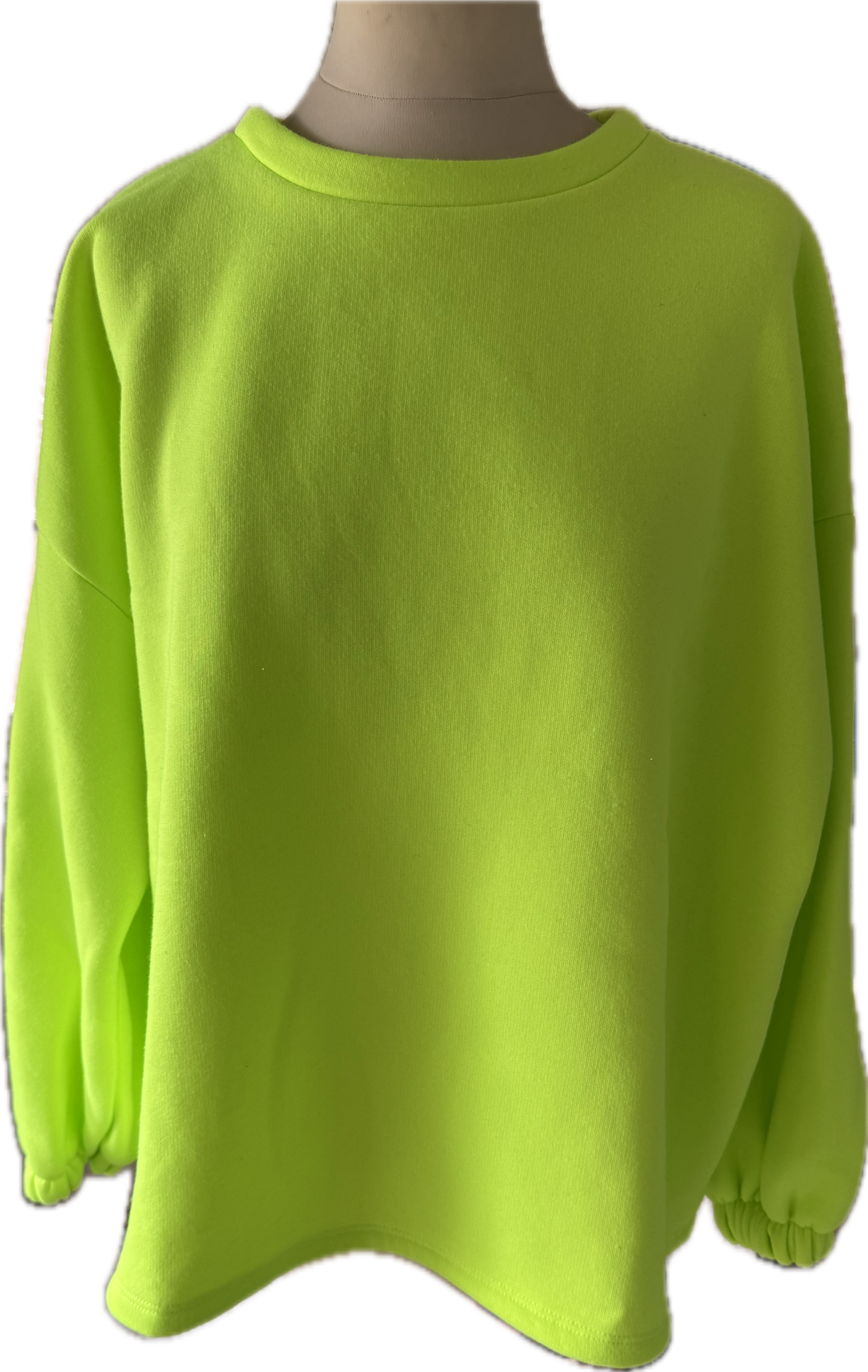 Sweatshirt neongrün mit Schriftzug hinten