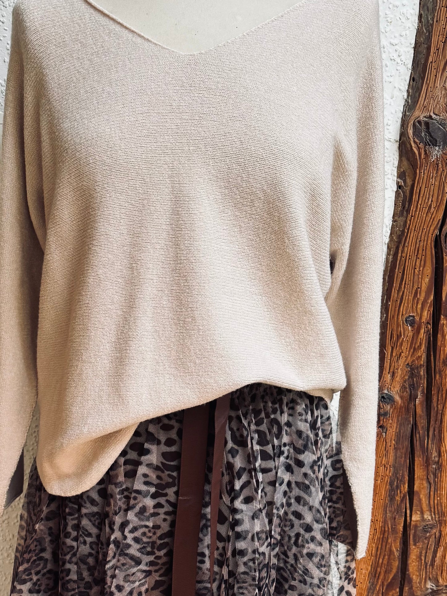 Leichter Strickpulli in ceme und mais