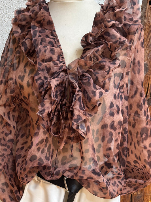 Bluse Animaldruck, Seidenmischung     NEU