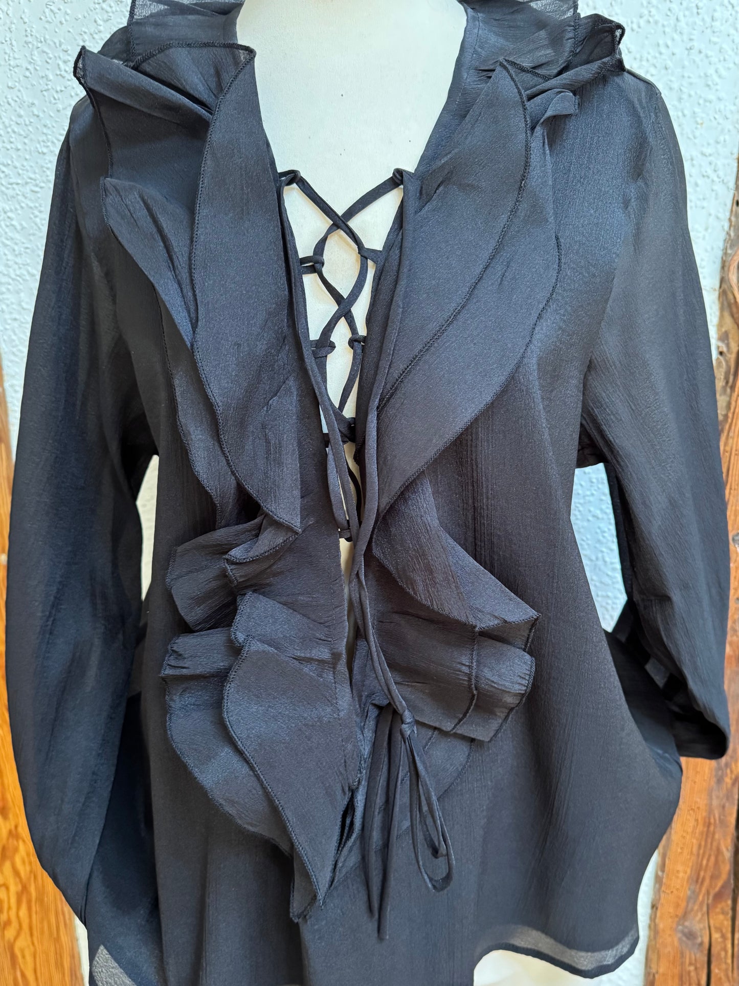 Schimmernde schwarze Bluse (Taft)