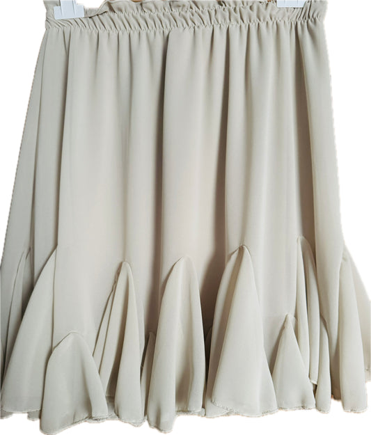 Rock mit aufspringenden Falten, beige und oliv