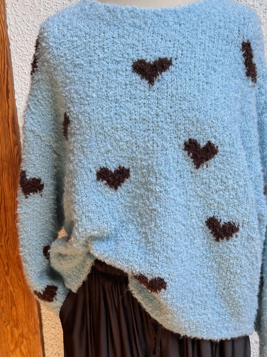 Boucle Pulli mit Herzen