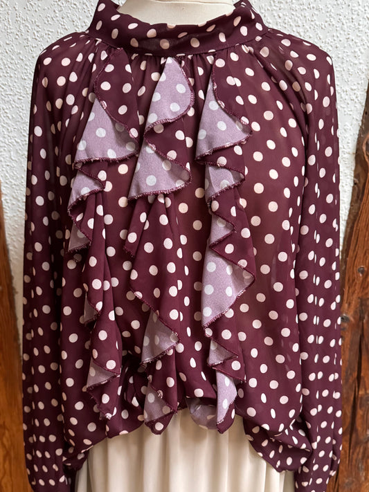 Tupfenbluse in bordeaux