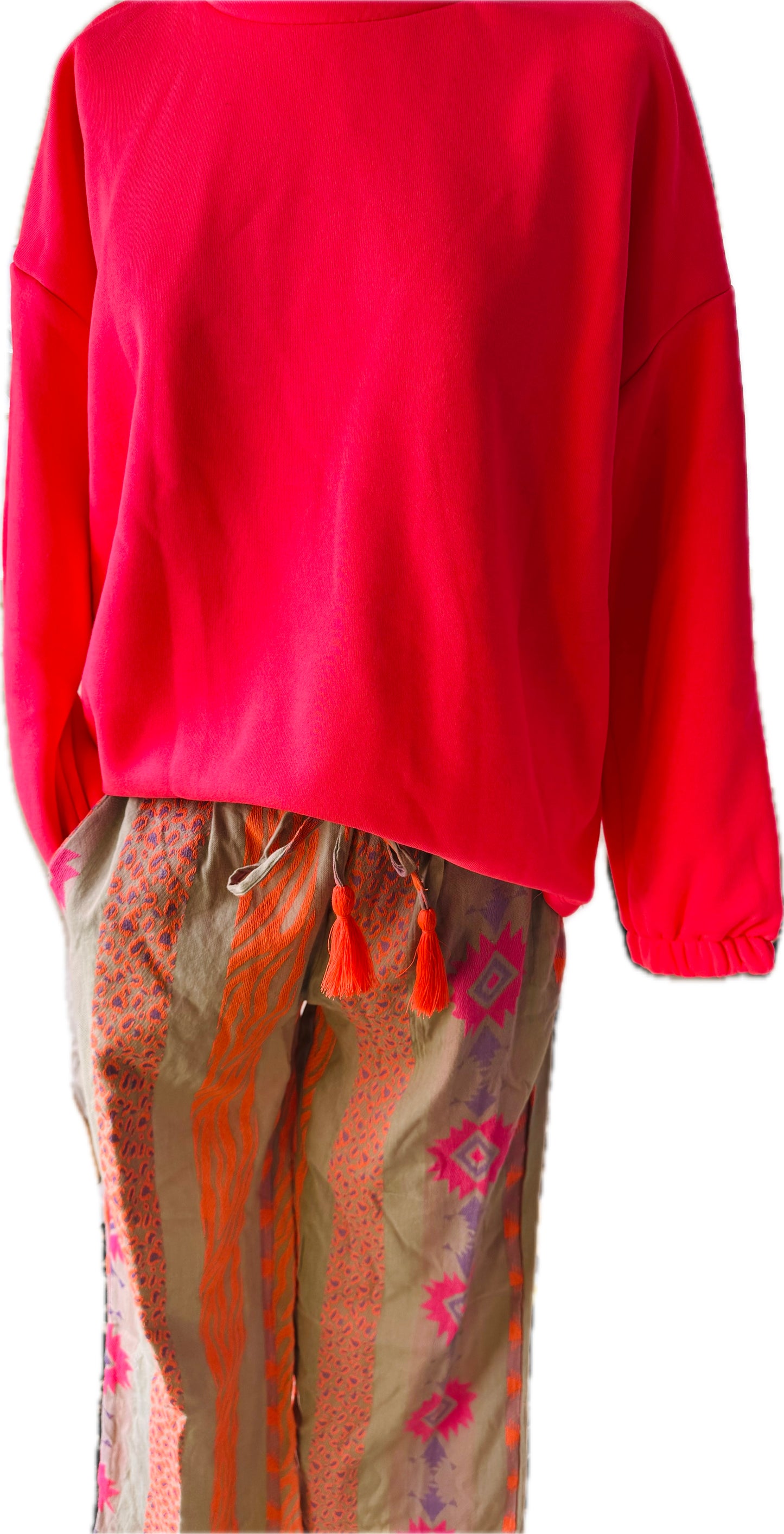 Sweatshirt neonpink mit Schriftzug