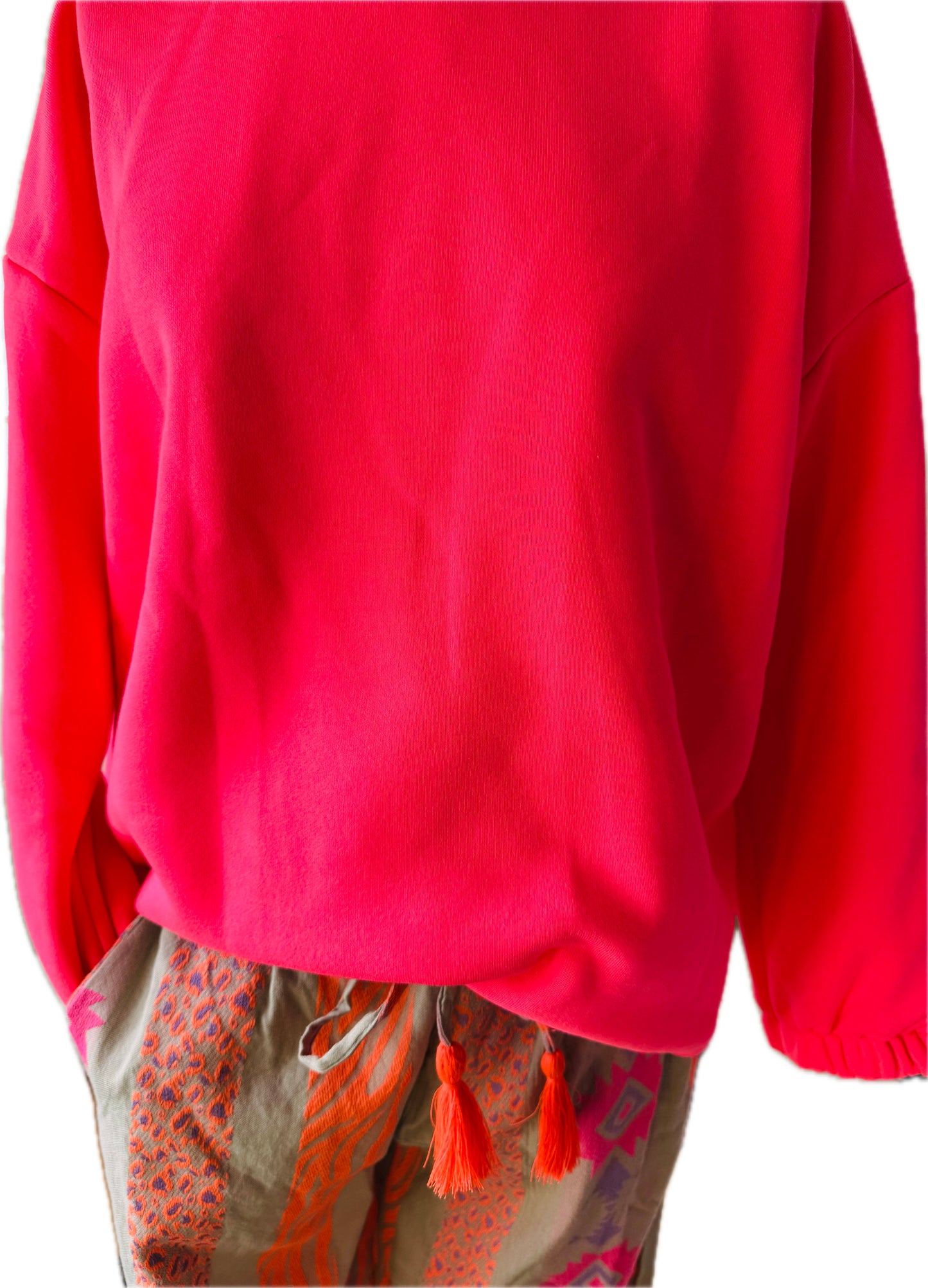Sweatshirt neonpink mit Schriftzug