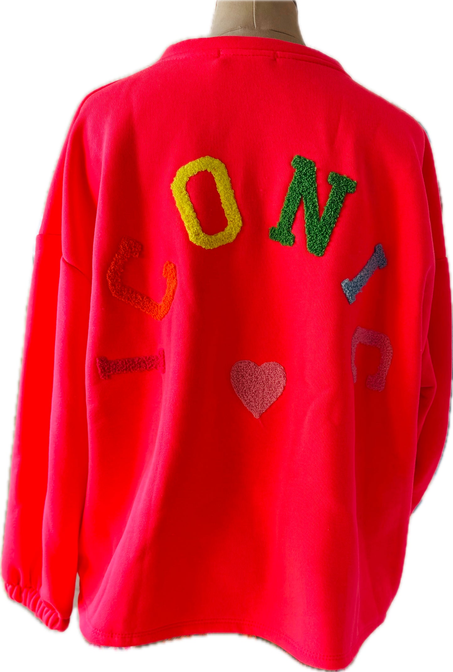 Sweatshirt neonpink mit Schriftzug