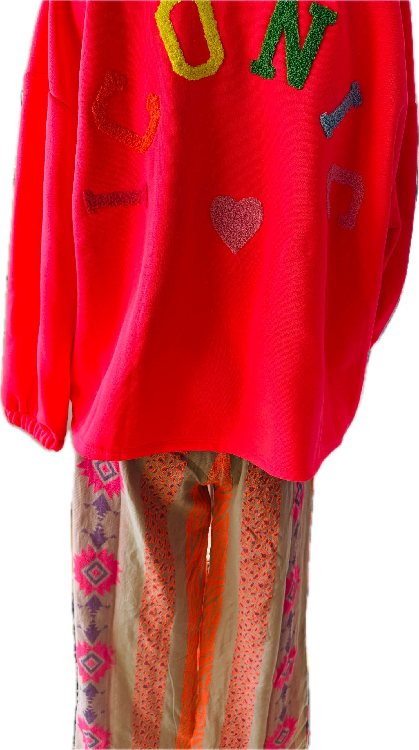 Sweatshirt neonpink mit Schriftzug